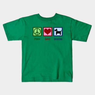 Peace Love Scottish Terrier Kids T-Shirt